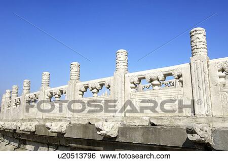 Stock Photograph - Balustrade of a temple, Temple Of Heaven, Beijing, China. Fotosearch