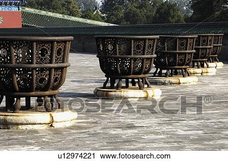 Decorative urns at the temple, Beijing, China View Large Photo Image Stock Image - Decorative urns at the temple, Beijing, China. Fotosearch