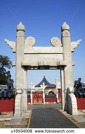 Stock Photo - Entrance of a pagoda, Temple Of Heaven, Beijing, China. Fotosearch