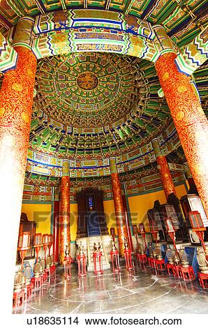 Interiors of a pagoda, Temple Of Heaven, Beijing, China View Large Photo Image Picture - Interiors of a pagoda, Temple Of Heaven, Beijing, China. Fotosearch