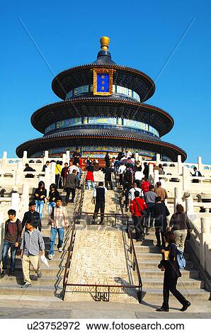 Tourists in front of a pagoda, Temple Of Heaven, Beijing, China View Large Photo Image Stock Image - Tourists in front of a pagoda, Temple Of Heaven, Beijing, China. Fotosearch