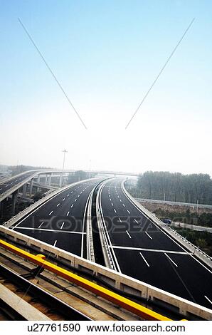 Stock Image - Elevated roads in a city, Beijing, China. Fotosearch