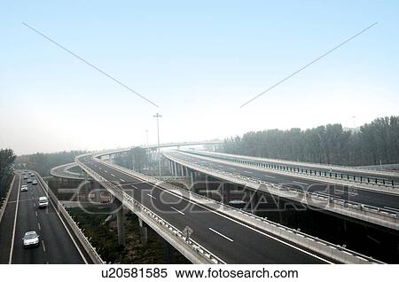 Stock Photography - Elevated roads in a city, Beijing, China. Fotosearch