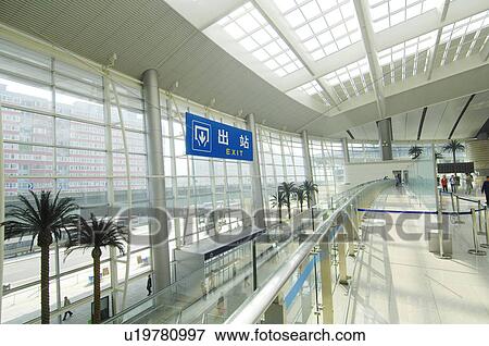 Stock Photo - Interiors of the airport, Beijing, China. Fotosearch