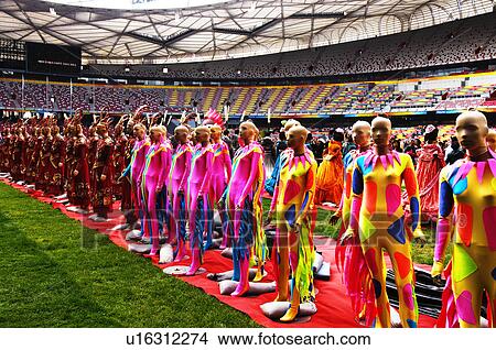 Picture - Mannequins with Chinese costume in a stadium, Beijing, China. Fotosearch