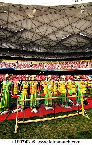 Mannequins with Chinese costume in a stadium, Beijing, China View Large Photo Image Stock Photograph - Mannequins with Chinese costume in a stadium, Beijing, China. Fotosearch