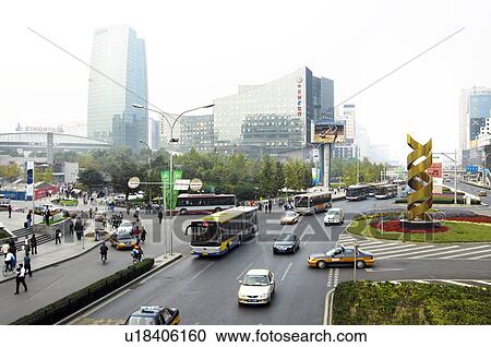 Stock Image - Traffic on the road, Beijing, China. Fotosearch