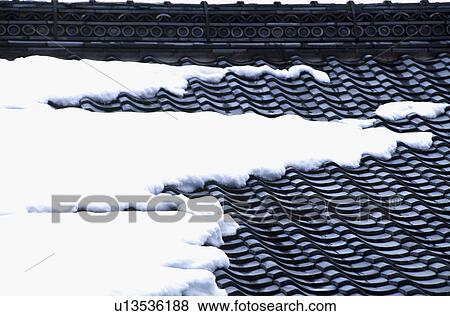 Tiled roof and snow View Large Photo Image Stock Photo - Tiled roof and snow. Fotosearch