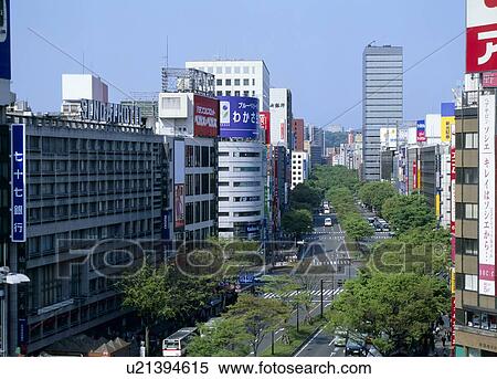 Stock Photography - Aoba Street, Sendai, Miyagi, Japan. Fotosearch