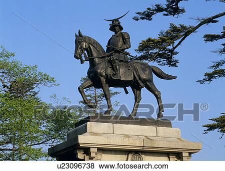 Stock Photo - Equestrian Statue of Date Masamune, Sendai, Miyagi, Japan. Fotosearch