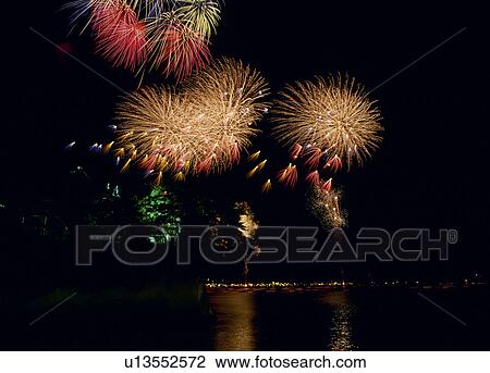 Stock Image - Firework, Matsushima, Miyagi, Japan. Fotosearch