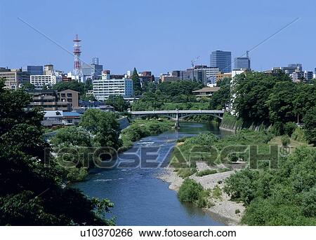 Stock Photograph - Hirose River, Sendai, Miyagi, Japan. Fotosearch