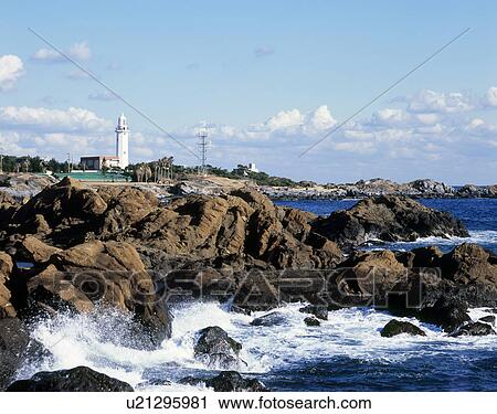 Stock Image - Nojimazaki Lighthouse, Minamiboso, Chiba, Japan. Fotosearch