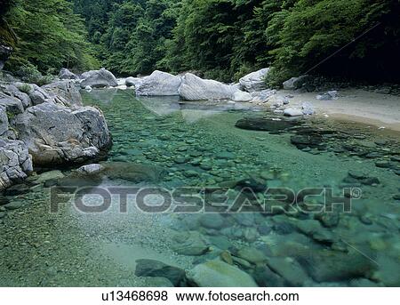 Stock Photo - Adera Gorge, Ookuwa, Nagano, Japan. Fotosearch