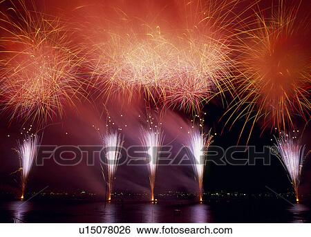 Stock Photograph - Firework, Suwa, Nagano, Japan. Fotosearch