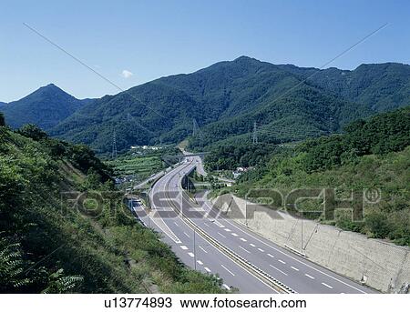 Stock Image - Joshin Etsu Expressway, Ueda, Nagano, Japan. Fotosearch