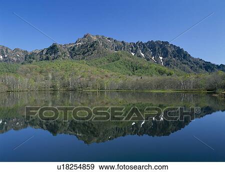 Stock Photo - Kagami Pond, Nagano, Japan. Fotosearch