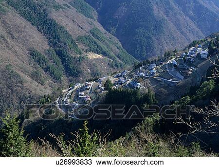 Stock Image - Shimoguri No Sato, Iida, Nagano, Japan. Fotosearch