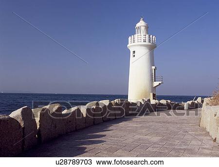 Stock Image - Lighthouse of Cape Irago, Tahara, Aichi, Japan. Fotosearch