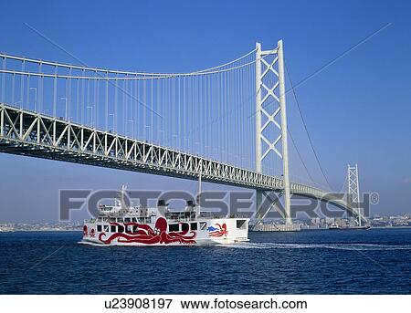 Stock Photo - Akashi Kaikyo Bridge, Awaji, Hyogo, Japan. Fotosearch
