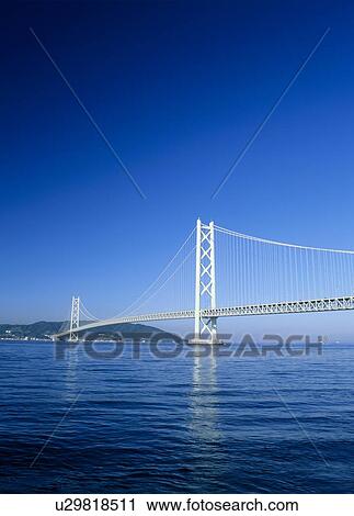 Stock Image - Akashi Kaikyo Bridge, Kobe, Hyogo, Japan. Fotosearch