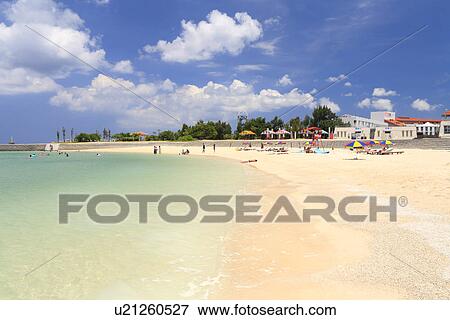 Stock Photo - Chatan Park Sunset Beach, Chatan, Okinawa, Japan. Fotosearch