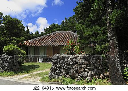 Stock Photography - Folk Dwelling, Hateruma Island, Taketomi, Okinawa, Japan. Fotosearch
