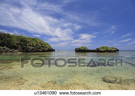 Stock Image - Star Sand Beach, Iriomote Island, Taketomi, Okinawa, Japan. Fotosearch