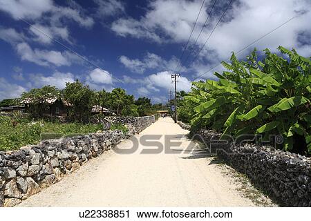 Stone Wall Alley, Taketomi, Okinawa, Japan View Large Photo Image Stock Image - Stone Wall Alley, Taketomi, Okinawa, Japan. Fotosearch