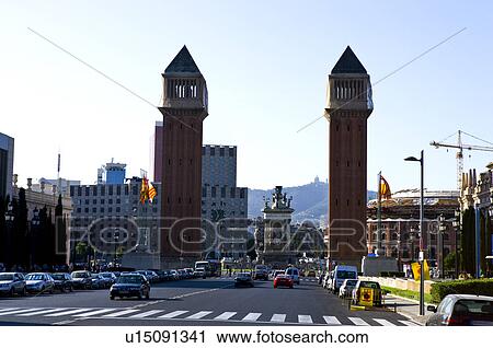 Placa d'Espanya in Barcelona, Spain View Large Photo Image Stock Image - Placa d'Espanya in Barcelona, Spain. Fotosearch