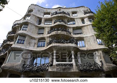Spain, Catalonia, Barcelona, Casa Mila View Large Photo Image Stock Image - Spain, Catalonia, Barcelona, Casa Mila. Fotosearch