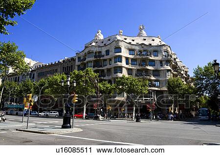 Spain, Catalonia, Barcelona, Casa Mila View Large Photo Image Stock Image - Spain, Catalonia, Barcelona, Casa Mila. Fotosearch