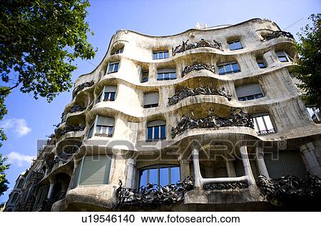 Stock Image - Spain, Catalonia, Barcelona Casa Mila. Fotosearch