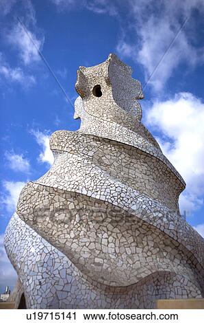 Stock Image - Spain, Catalonia, Barcelona, Casa Mila. Fotosearch