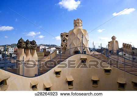 Spain, Catalonia, Barcelona, Casa Mila View Large Photo Image Stock Image - Spain, Catalonia, Barcelona, Casa Mila. Fotosearch