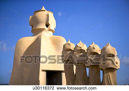 Spain, Catalonia, Barcelona, Casa Mila View Large Photo Image Stock Image - Spain, Catalonia, Barcelona, Casa Mila. Fotosearch