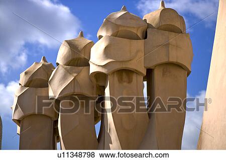 Stock Photo - Spain, Catalonia, Barcelona, Casa Mila. Fotosearch