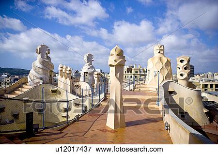Stock Photo - Spain, Catalonia, Barcelona, Casa Mila. Fotosearch
