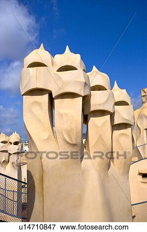 Spain, Catalonia, Barcelona, Casa Mila View Large Photo Image Stock Photo - Spain, Catalonia, Barcelona, Casa Mila. Fotosearch