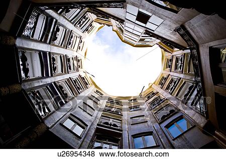 Spain, Catalonia, Barcelona, Casa Mila View Large Photo Image Stock Photo - Spain, Catalonia, Barcelona, Casa Mila. Fotosearch