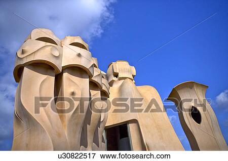 Stock Photo - Spain, Catalonia, Barcelona, Casa Mila. Fotosearch
