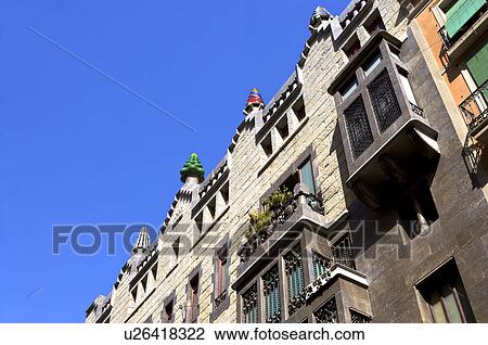 Spain, Catalonia, Barcelona, Palau Guell View Large Photo Image Stock Image - Spain, Catalonia, Barcelona, Palau Guell. Fotosearch