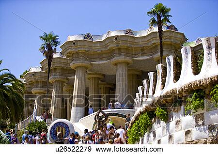 Spain, Catalonia, Barcelona, Parc Guell View Large Photo Image Stock Photo - Spain, Catalonia, Barcelona, Parc Guell. Fotosearch