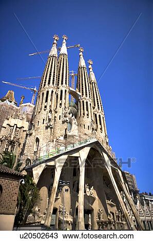 Spain, Catalonia, Barcelona, The church of the Holy Family, Sagrada Familia View Large Photo Image Stock Image - Spain, Catalonia, Barcelona, The church of the Holy Family, Sagrada Familia. Fotosearch