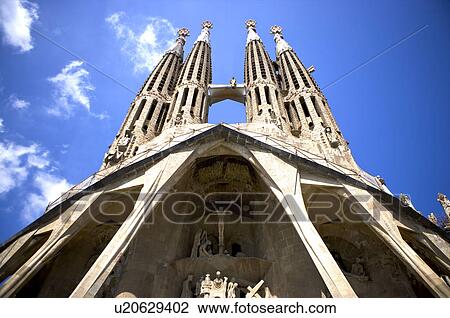 Spain, Catalonia, Barcelona, The church of the Holy Family, Sagrada Familia View Large Photo Image Stock Image - Spain, Catalonia, Barcelona, The church of the Holy Family, Sagrada Familia. Fotosearch