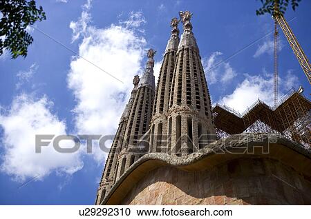 Spain, Catalonia, Barcelona, The church of the Holy Family, Sagrada Familia View Large Photo Image Stock Image - Spain, Catalonia, Barcelona, The church of the Holy Family, Sagrada Familia. Fotosearch