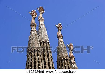 Spain, Catalonia, Barcelona, The church of the Holy Family, Sagrada Familia View Large Photo Image Stock Photo - Spain, Catalonia, Barcelona, The church of the Holy Family, Sagrada Familia. Fotosearch