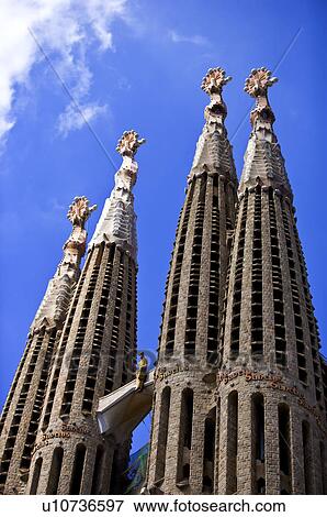 Spain, Catalonia, Barcelona, The church of the Holy Family, Sagrada Familia View Large Photo Image Stock Photo - Spain, Catalonia, Barcelona, The church of the Holy Family, Sagrada Familia. Fotosearch