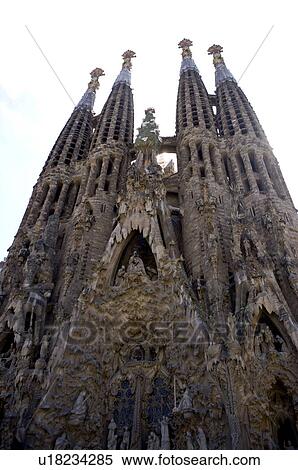 Stock Photography - Spain, Catalonia, Barcelona, The church of the Holy Family, Sagrada Familia. Fotosearch