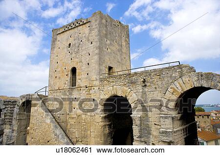 Stock Image - Arles, France, Exterior of the Arles antique Roman amphitheater's. Fotosearch